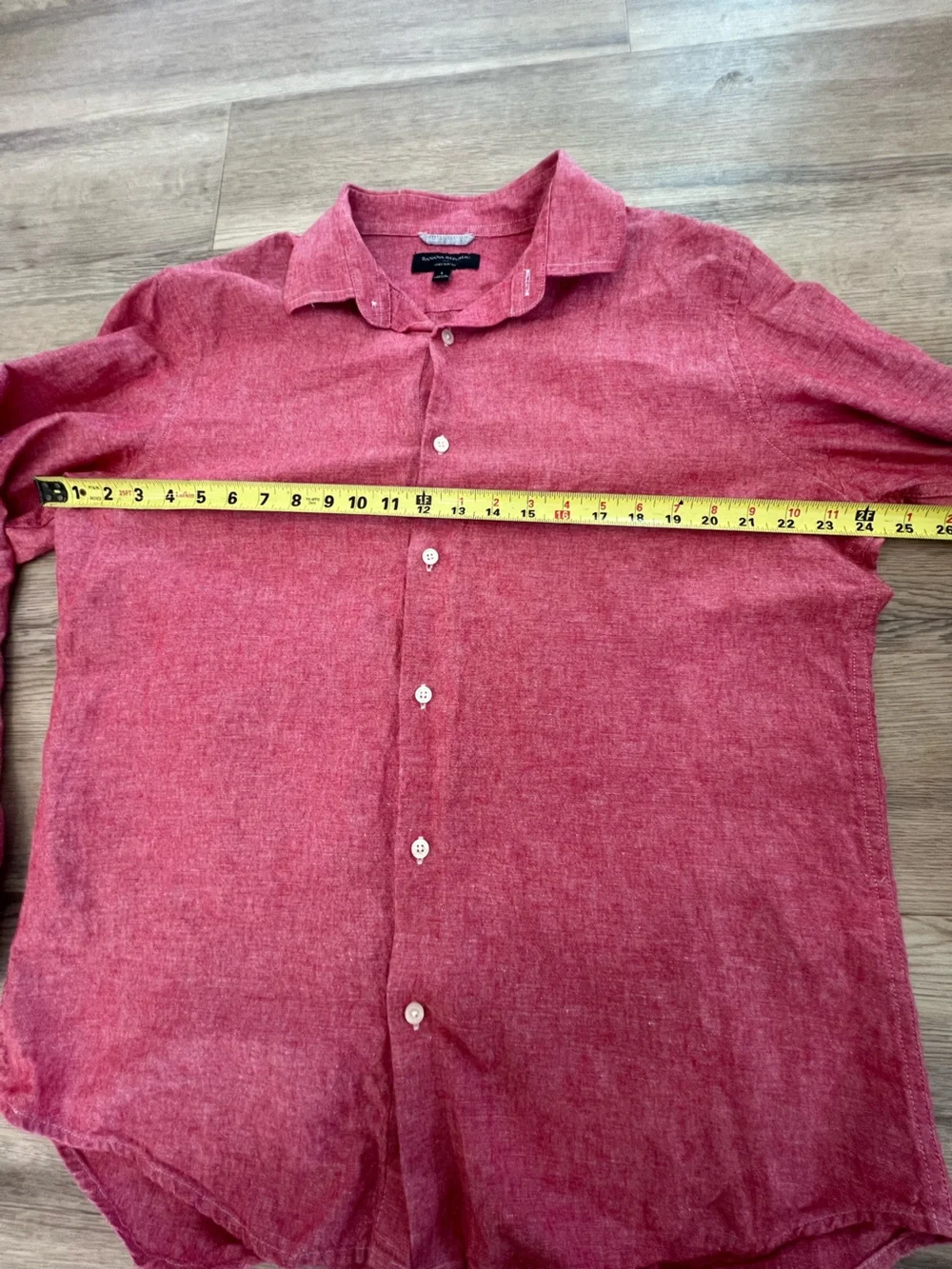 Banana Republic Linen Button Down Shirt Long Sleeve Pink Red Mens large